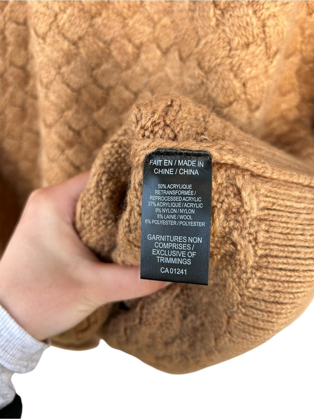 NWT Le 31 par Simons Chunky Honeycomb Knit Crewneck Sweater Brown S Large Wool - Picture 7 of 9